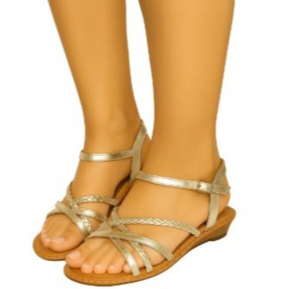 Piper Size 5M Girls Gold Braided Strap Sandals Adjustable Ankle Straps - Picture 14 of 16